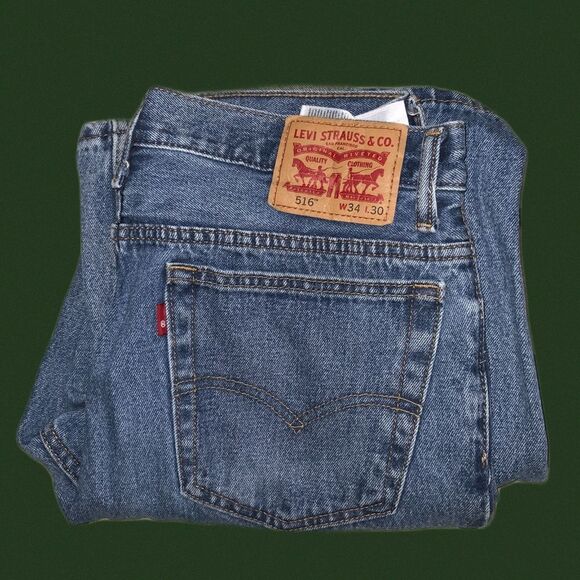 levi 516 34w 30l‎ denim jeans levi strauss levi’s cotton straight leg - Picture 1 of 8